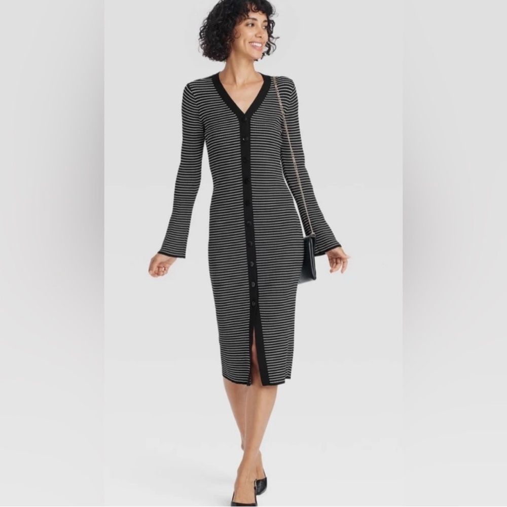 a new day Black and White Long Sleeve Dress